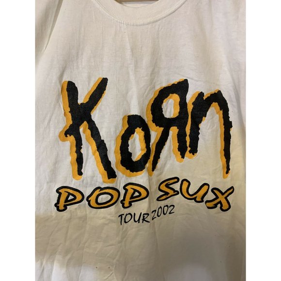 2002 Vintage Korn Concert T Shirt Sz XL‎ POP SUX TOUR! - DISTURBED White … - Picture 1 of 9